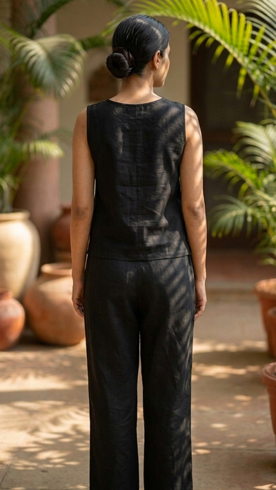 Solid Black Cotton Co-Ord Set