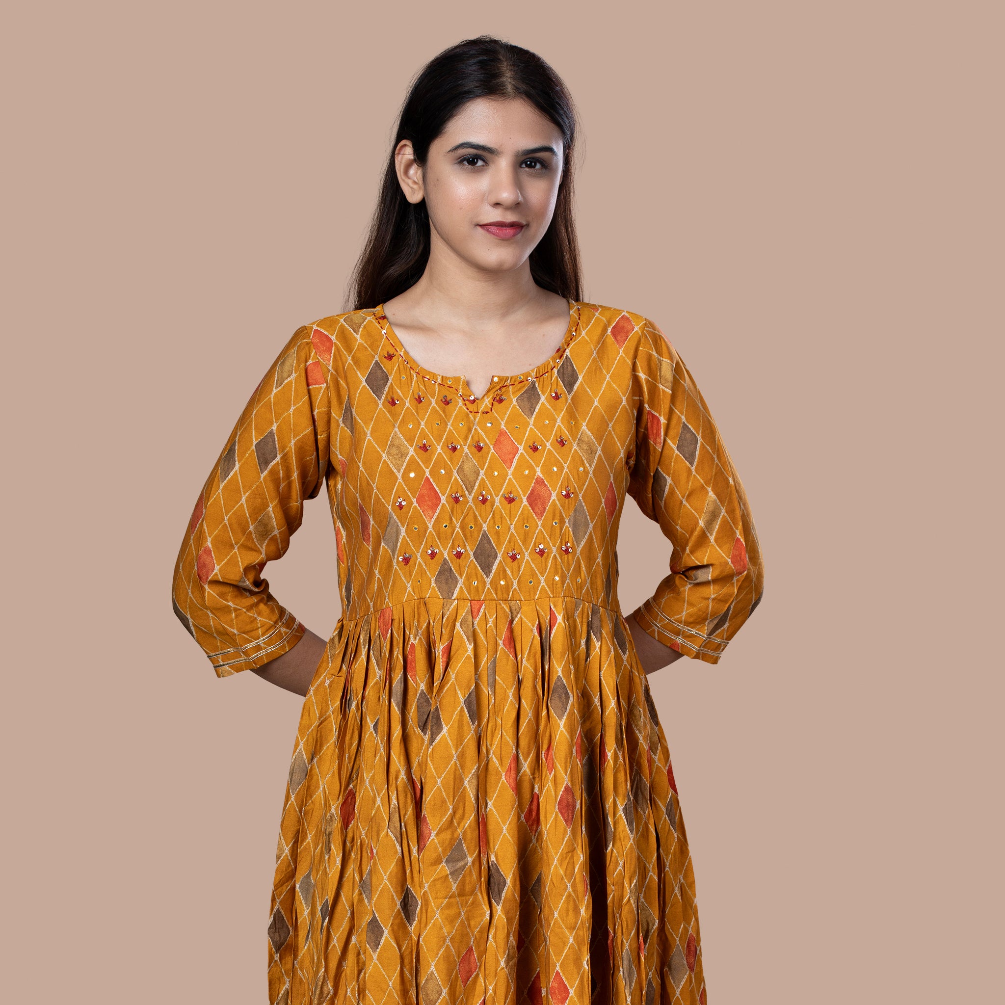 Chanderi Silk One Piece Dress With Dupatta