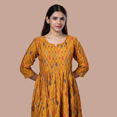 Chanderi Silk One Piece Dress With Dupatta