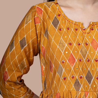 Chanderi Silk One Piece Dress With Dupatta