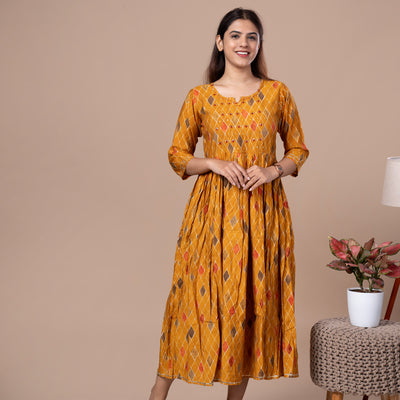 Chanderi Silk One Piece Dress With Dupatta