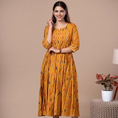 Chanderi Silk One Piece Dress With Dupatta