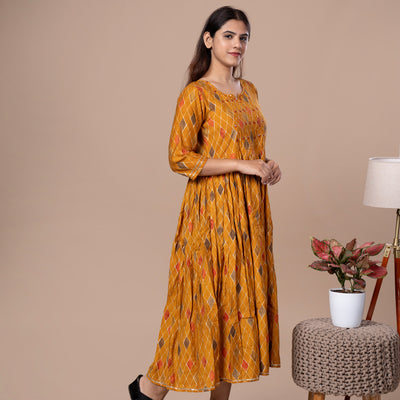 Chanderi Silk One Piece Dress With Dupatta