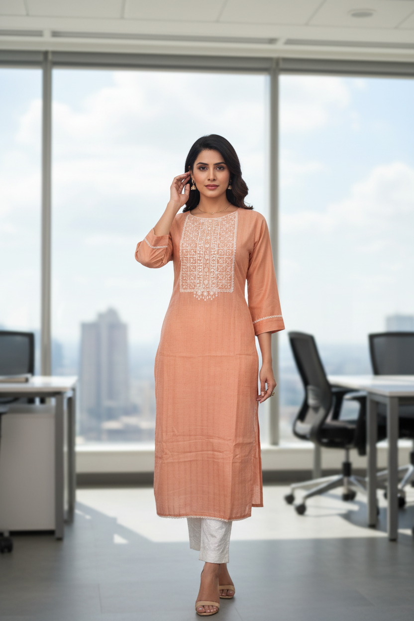 Viscose Silk Kurta With Lace Work And Sequins