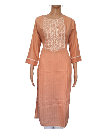 Buy Viscose Silk Kurta With Lace Work And Sequins in peach – Tvahra