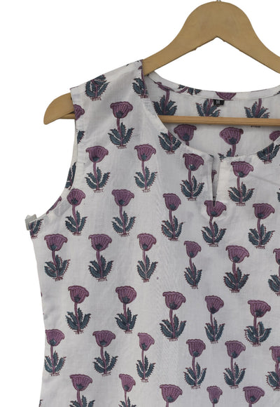 Buy Sleeveless Hand Block Printed Tunic in red – Tvahra