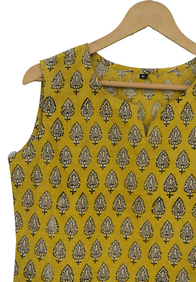 Buy Sleeveless Hand Block Printed Tunic in white – Tvahra