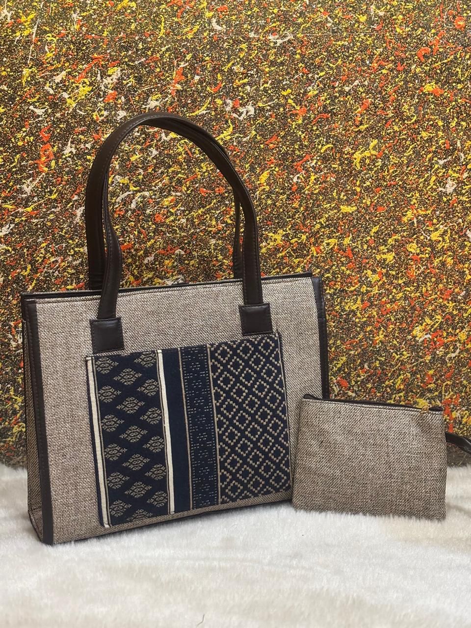 Solid Khadi Jacquard Tote