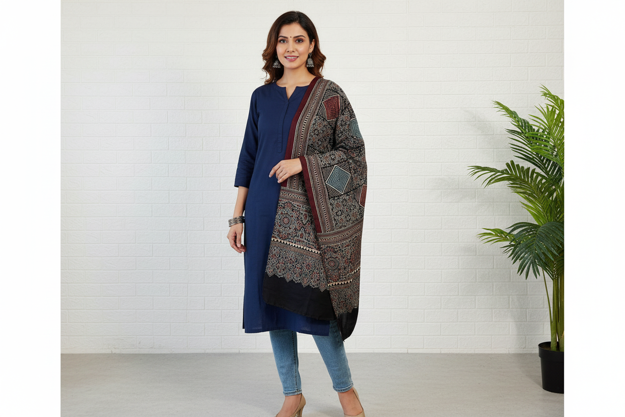 Black Geometric Stole Lifestyle