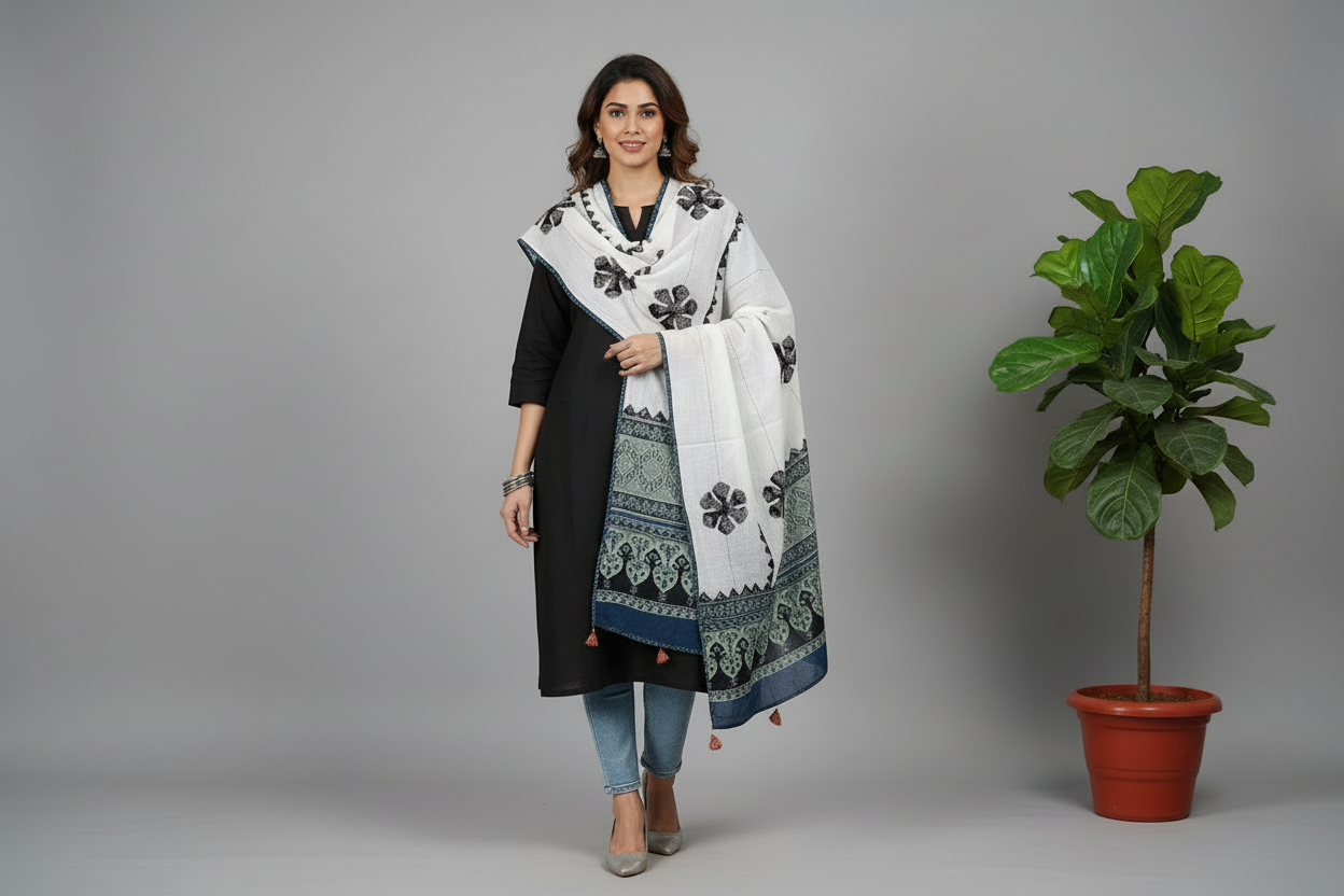 Black Off-White Dupatta Lifestyle