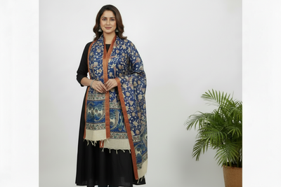 Blue Kalamkari Dupatta with Regular Kurta