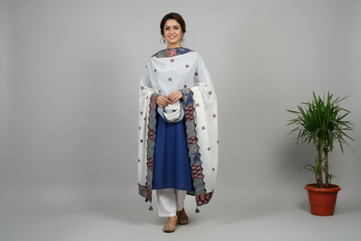Off-White Dupatta with Long Kurta