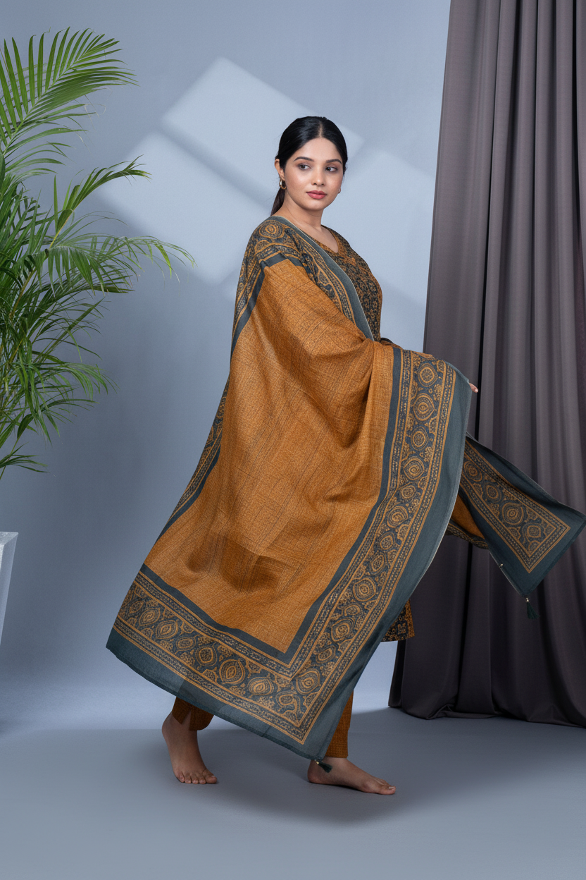 Patola Print Kurta Pant Dupatta Set - Editorial
